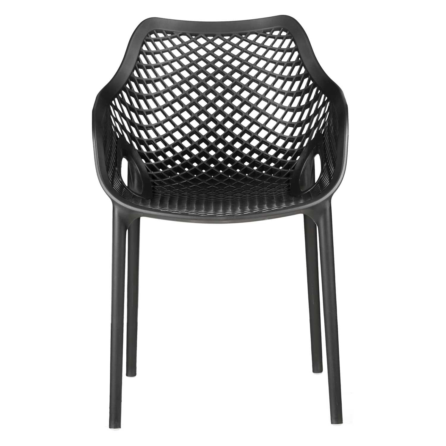 Chaise de jardin avec accoudoirs Noir Lot de 4 Fauteuils de jardin Plastique Chaises exterieur Chaises empilable