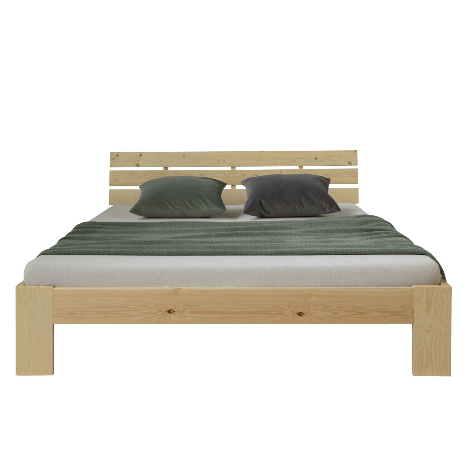 Wood Bed 140x200 cm Natural | Double Bed | with Slatted Frame | Solid | Kids Youth Guest Bedroom Wood Bed 180x200 cm Natural | Double Bed | with Slatted Frame | Solid | Kids Youth Guest Bedroom