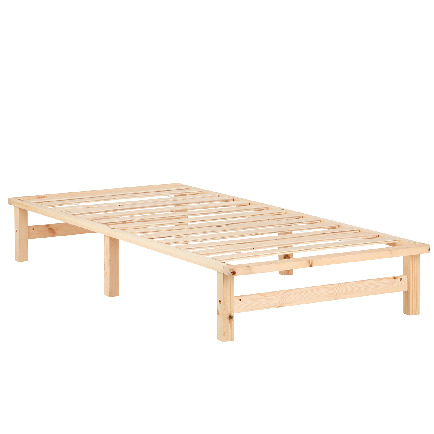 Pallet Bed 90x200 cm Natural | Single Bed | with Slatted Frame | Wood | Kids Youth Guest Bedroom