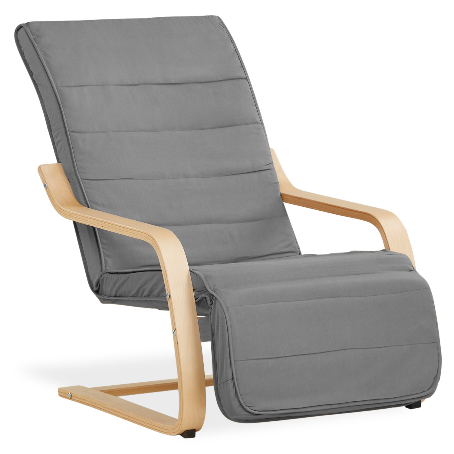 Relaxsessel Grau | with Footrest | Natural Wood | Glider Rocking Chair Nursing Chair Recliner