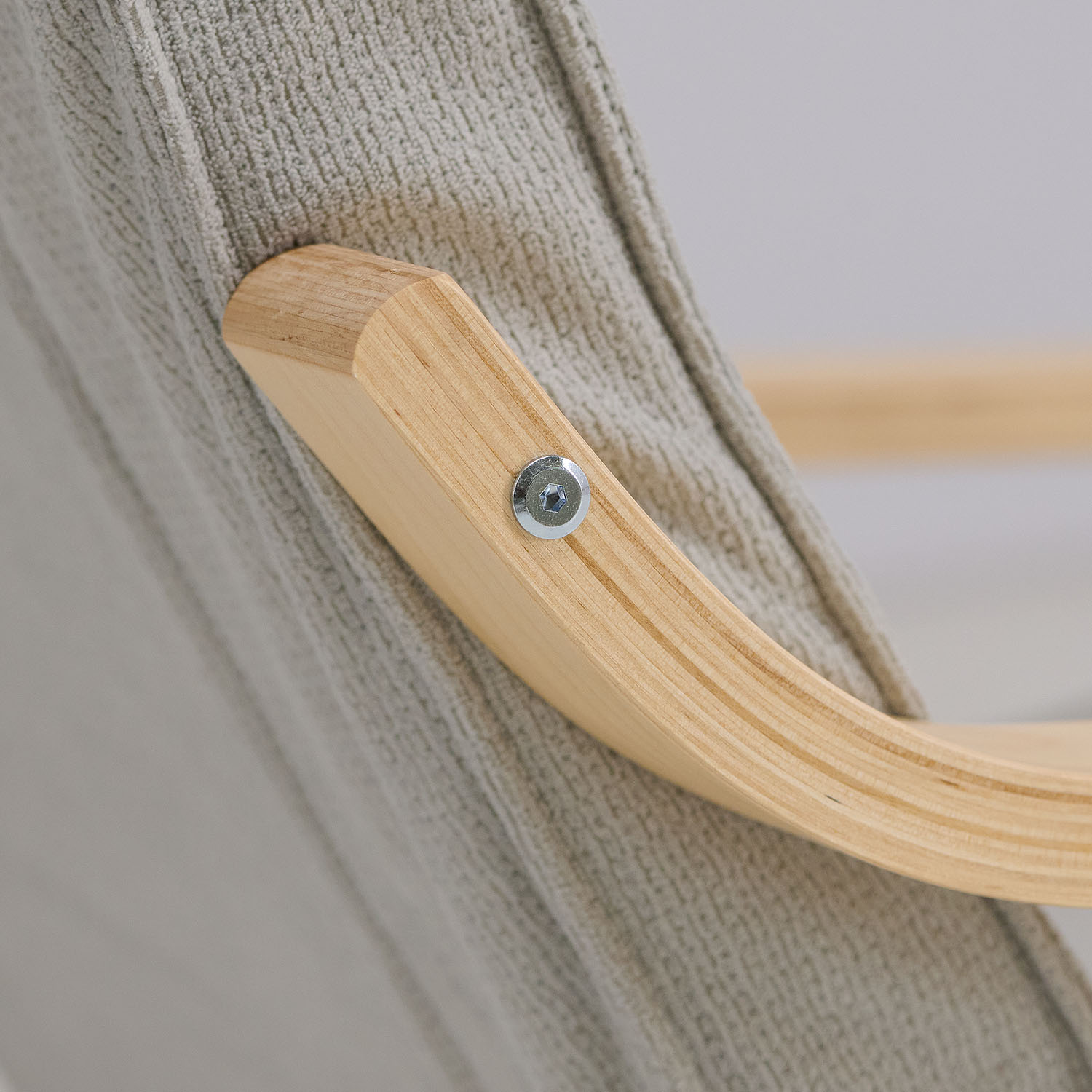 Relaxsessel Corduroy Grey | with Footrest | Natural Wood | Glider Rocking Chair Nursing Chair Recliner