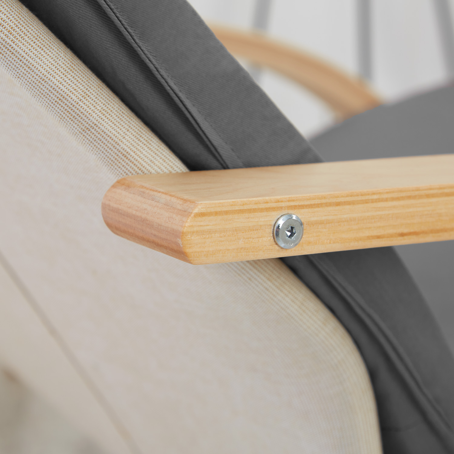 Relaxsessel Grau | without Footrest | Natural Wood | Glider Rocking Chair Nursing Chair Recliner