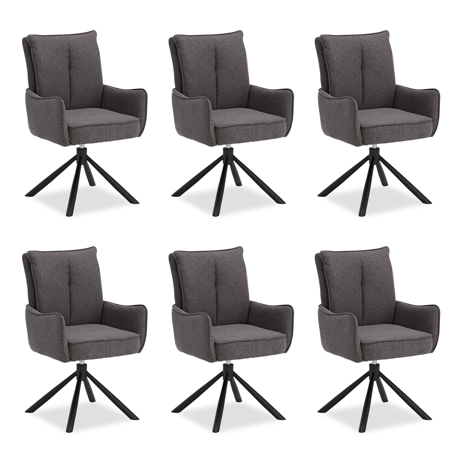 Dining Chair Set of 6 Modern Egg Chairs Anthracite Fabric Armchairs Dining Room Chairs Upholstered Chairs Eames Chairs