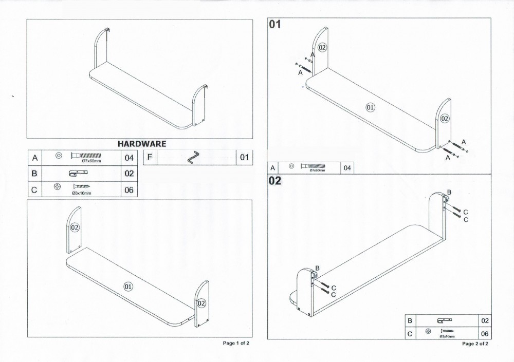 Hanging Shelf Bunk Bed Bookshelf Suspended Rack White Wood 1 Shelf