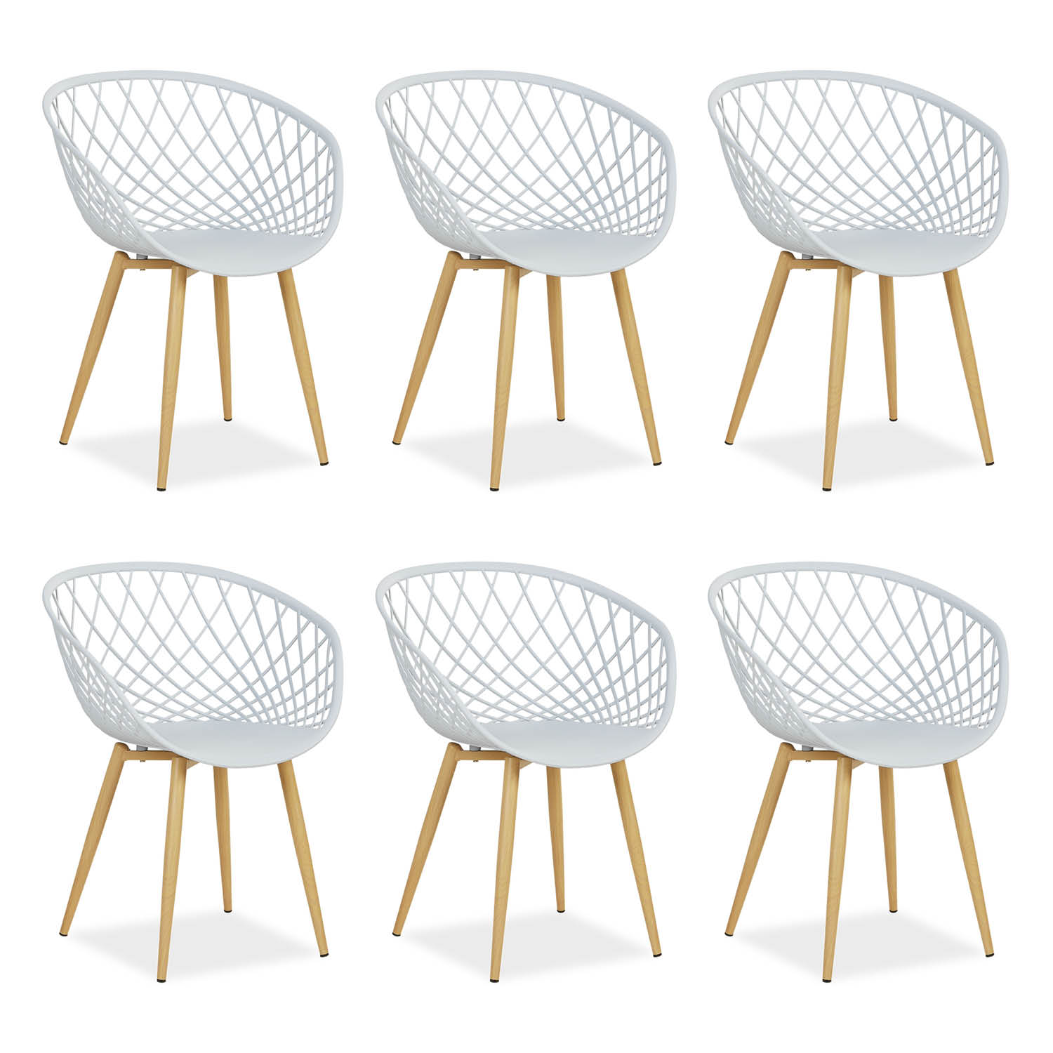 Set of 6 Garden chair with armrests Camping chairs Grey Garden armchairs Outdoor chairs Plastic Egg chair Indoor chairs Kitchen chairs