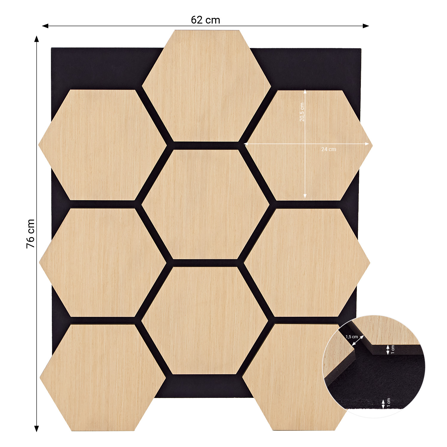 4 or 8 Wall panels 62 x 76 cm Hexagon Brown Grey Natural Wood paneling for walls Acoustic panels Bedroom paneling Wall cladding Acoustic sound panels Sound proof panels