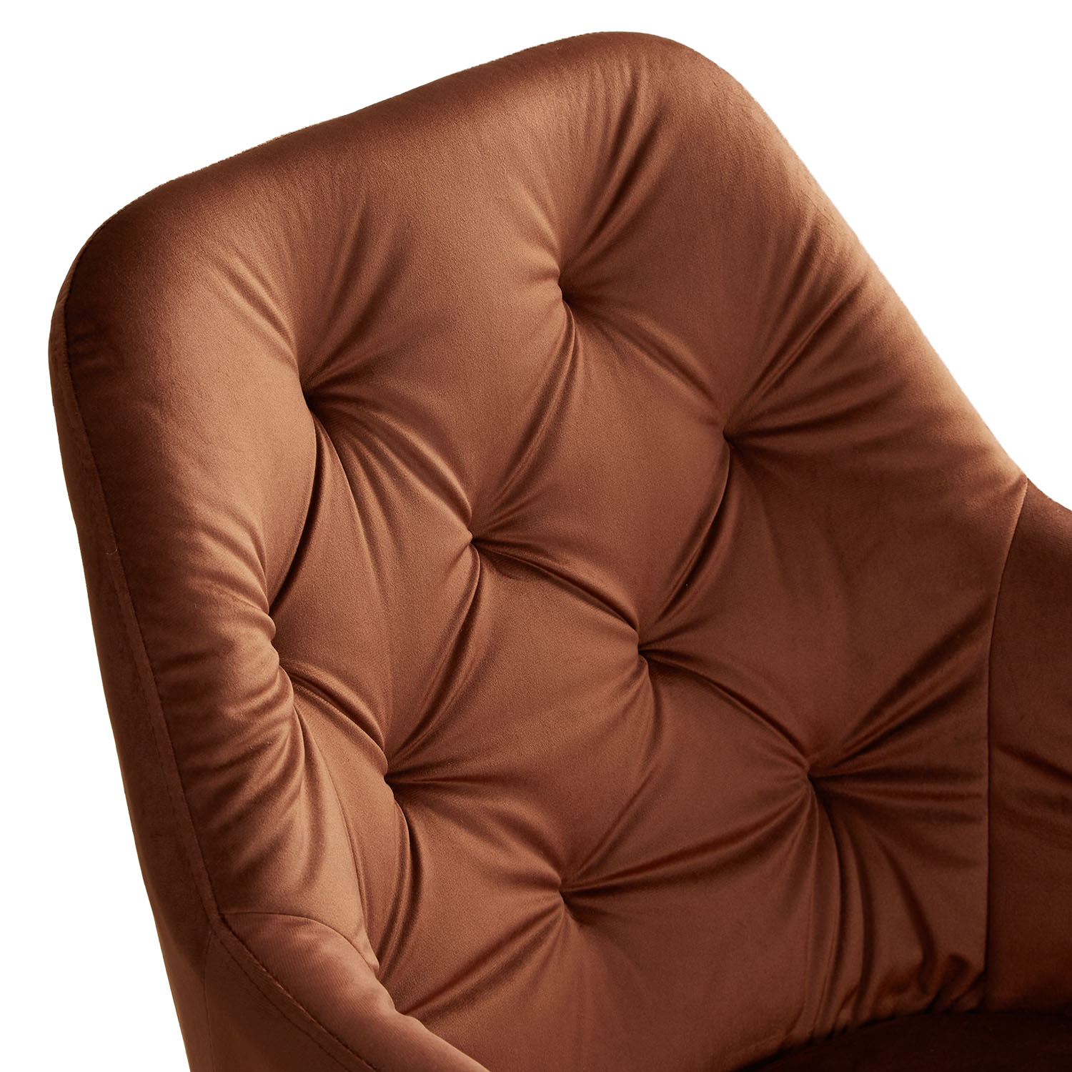 Set of 6 Brown Velvet Upholstered Dining Chairs with Armrests – Elegant Dining Chairs