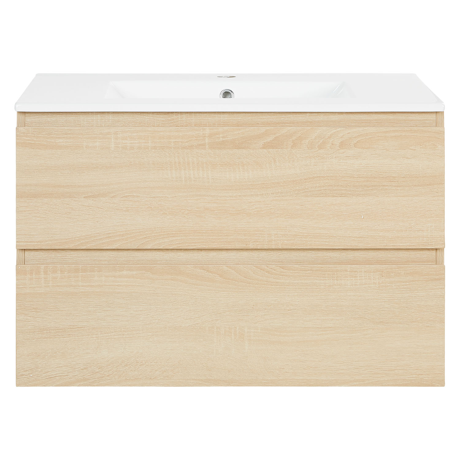 Bathroom cabinet 80 cm Natural Wood Oak Storage Vanity unit Bathroom furniture Sink unit Washroom wall cabinet 