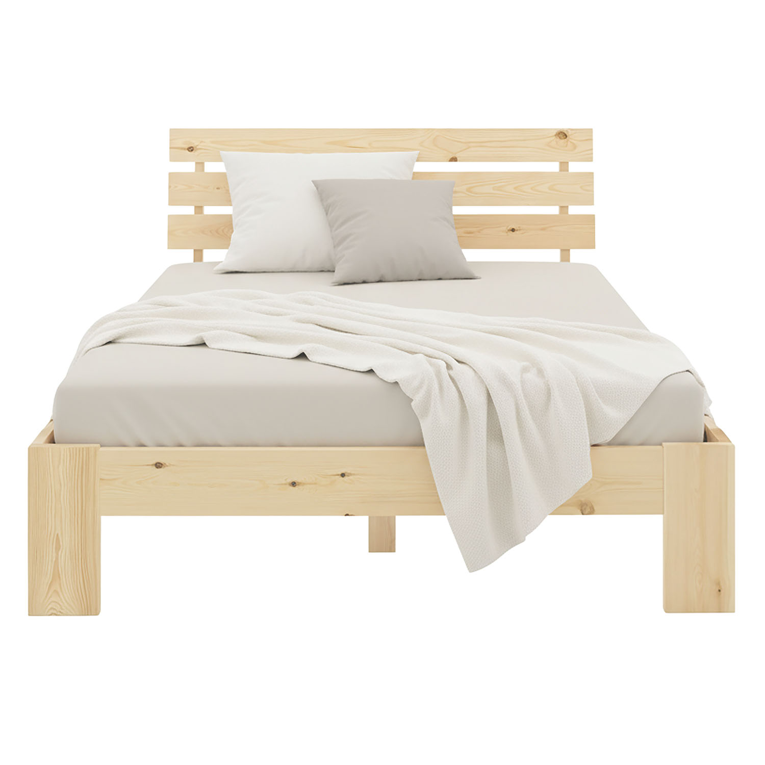 Double Bed with Mattress and Slatted Frame 120x200 Bed Nature Solid Pine Wooden Bed Futon Bed