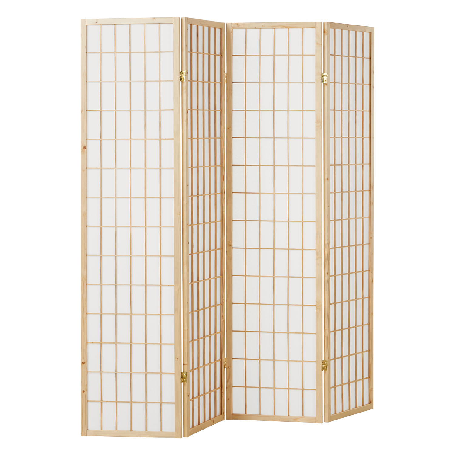 Paravent Natural Shoji Rice Paper White | 4-panel | Wood | Room Divider Partition Privacy Screen