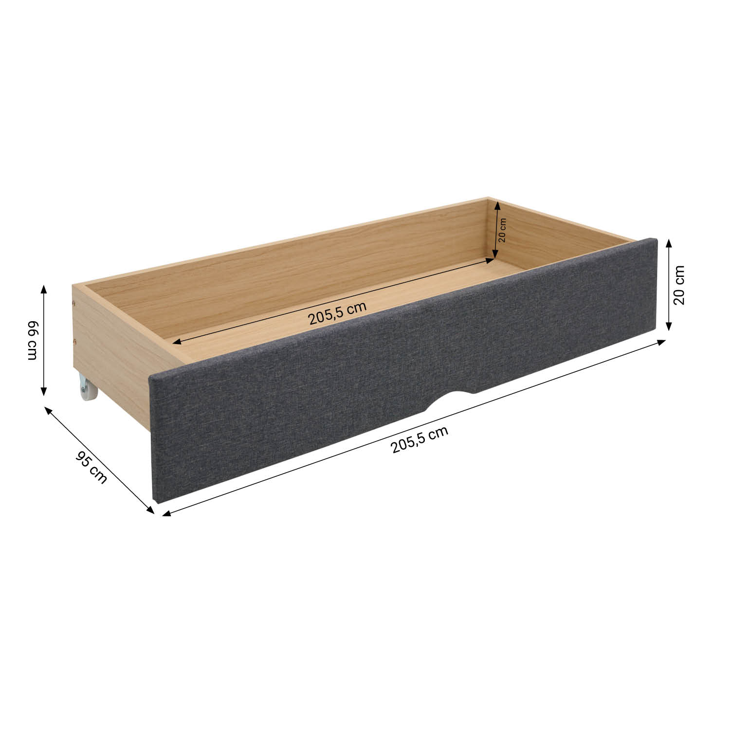 Set of 2 Grey Bed Drawers – Rollable bed drawers with plenty of storage space | Quiet, sturdy, and space-saving