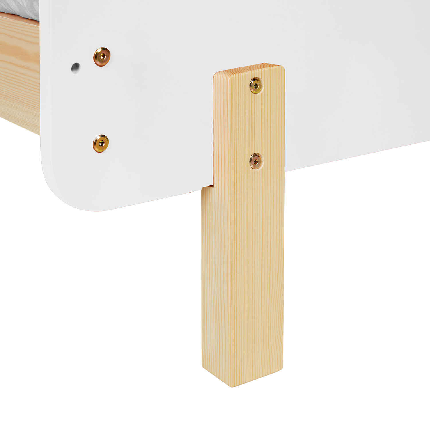 Children's Bed 90x200 cm White Natural | Retro Bed with Fall Protection | Single Bed | with Slatted Frame | Wood