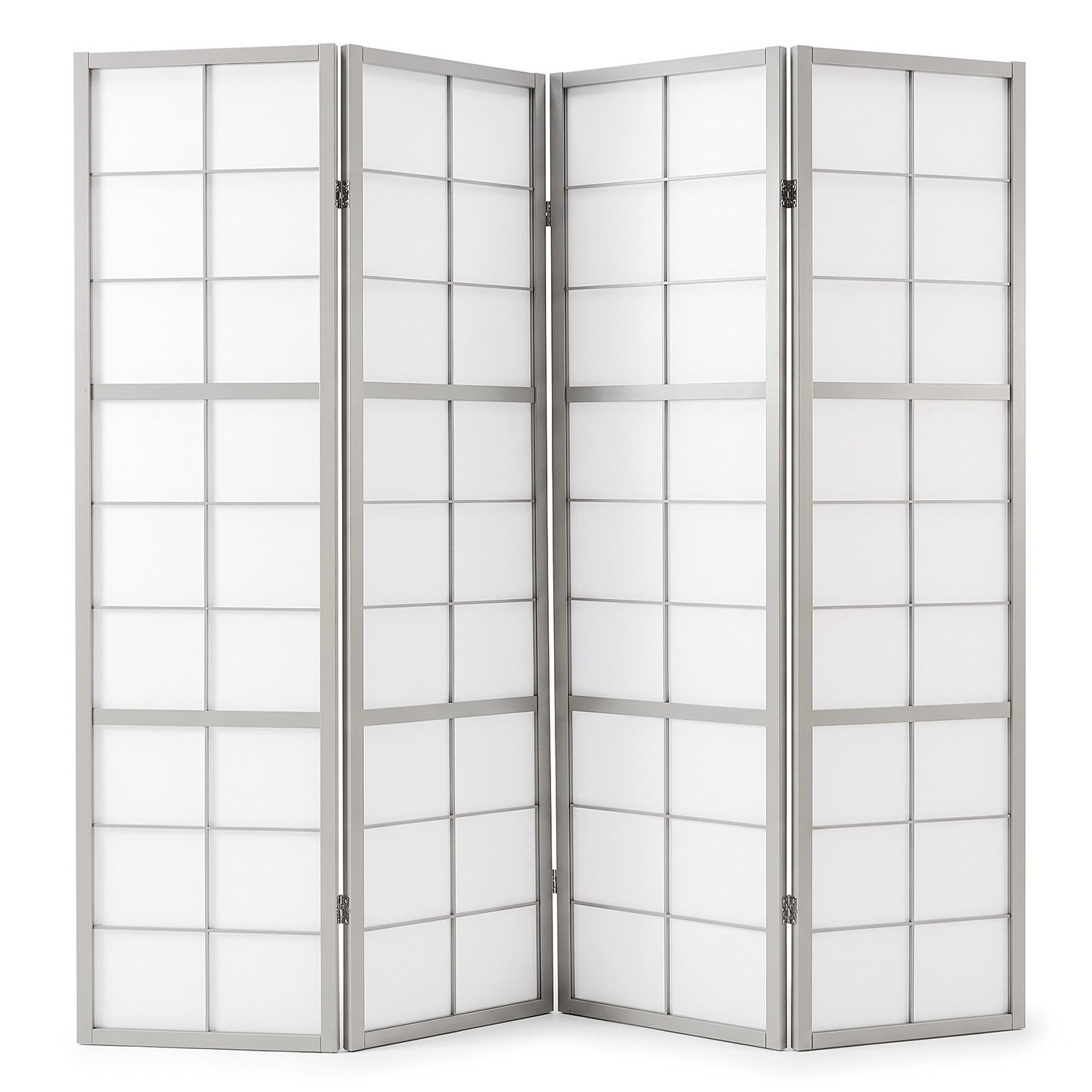 Paravent Grey Shoji | 4-panel | Wood | Room Divider | Partition Privacy Screen