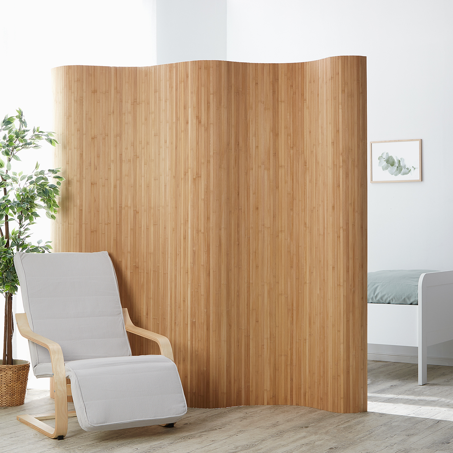 Bamboo Screen, 195 cm High, Brown | Room Divider, Partition, Privacy Screen