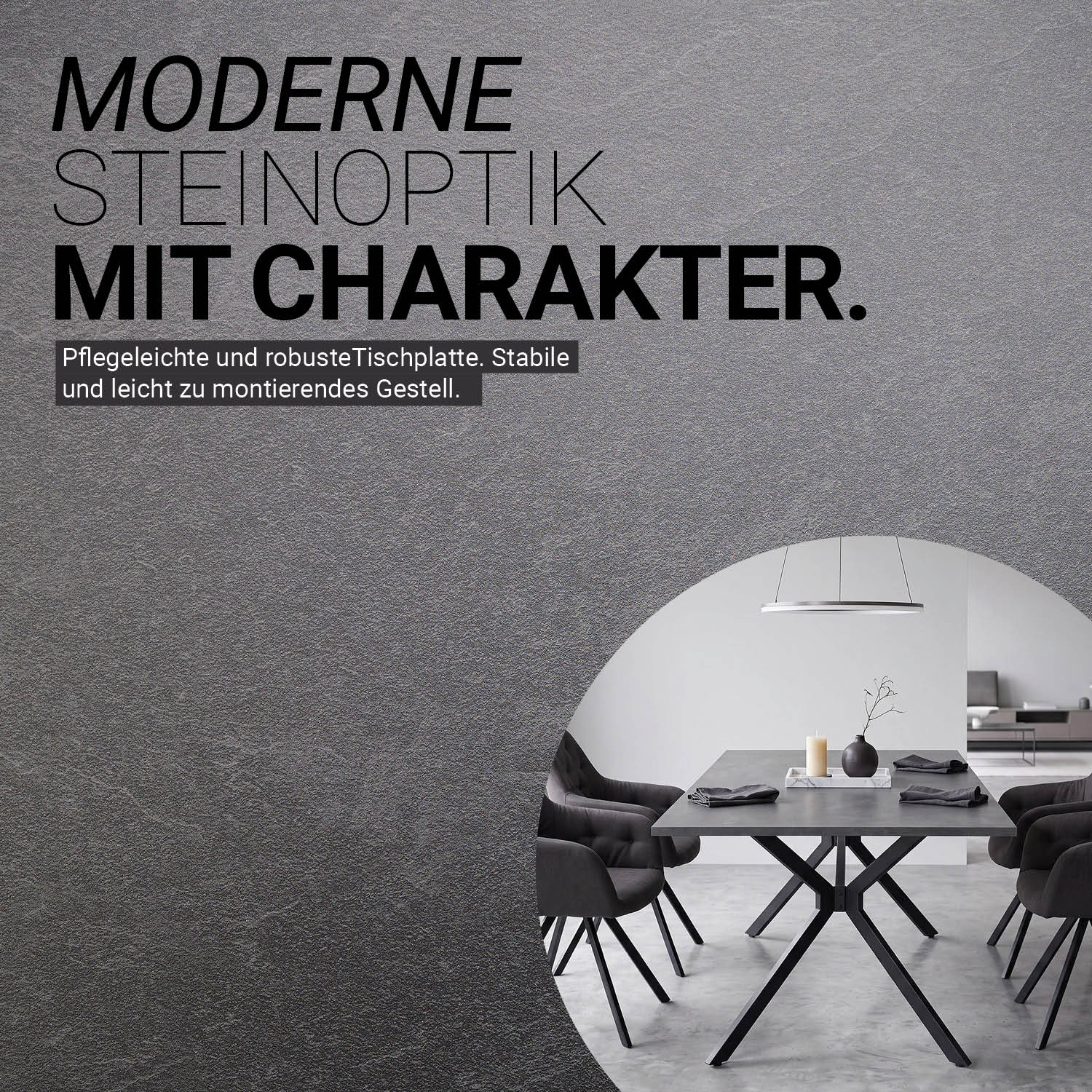 Modern Dining Table Kitchen Table 180x90 cm Anthracite Black Table 8 Seater Industrial Look