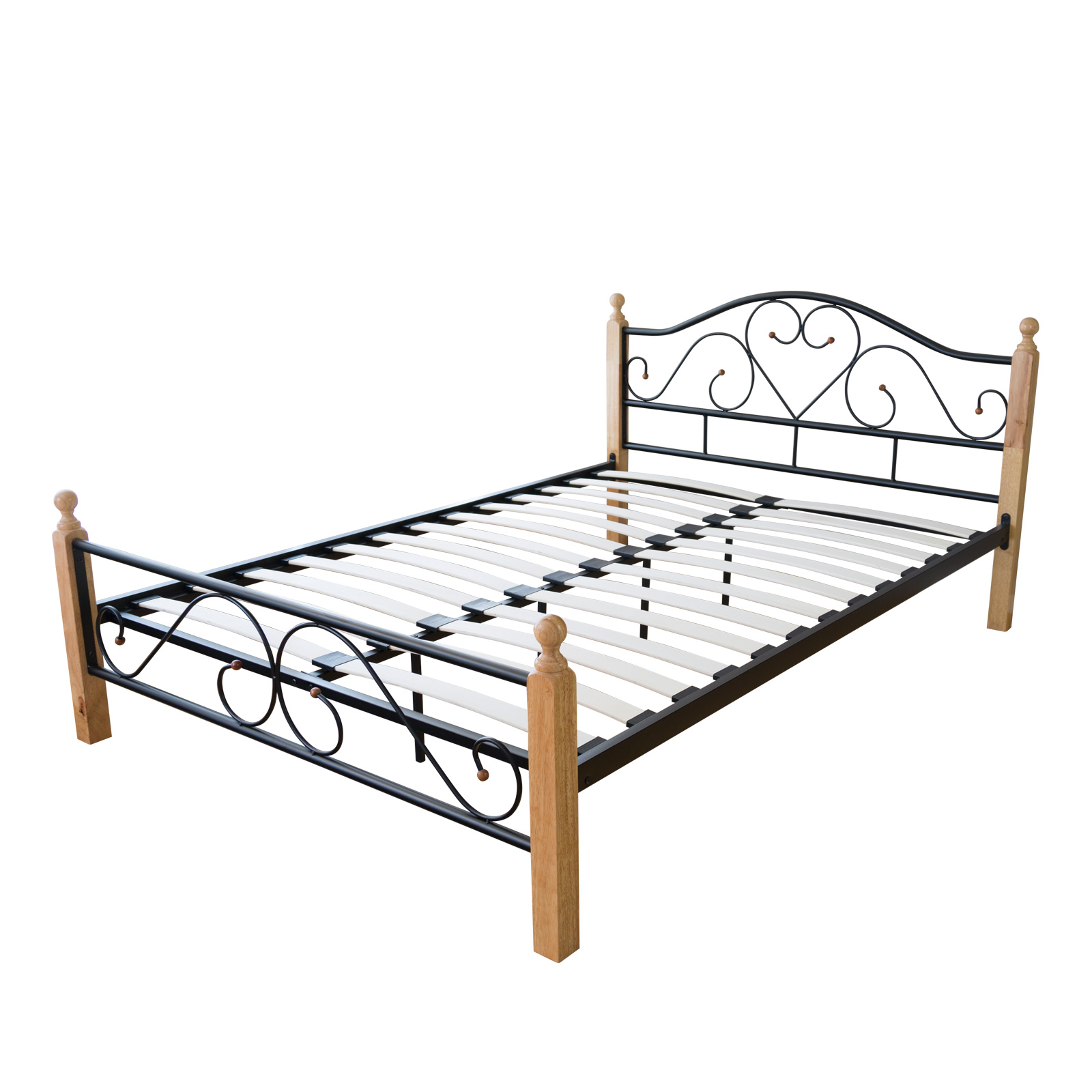 Metal Bed 160x200 Black Daybed Double Bed Youth Bed with Slatted Frame