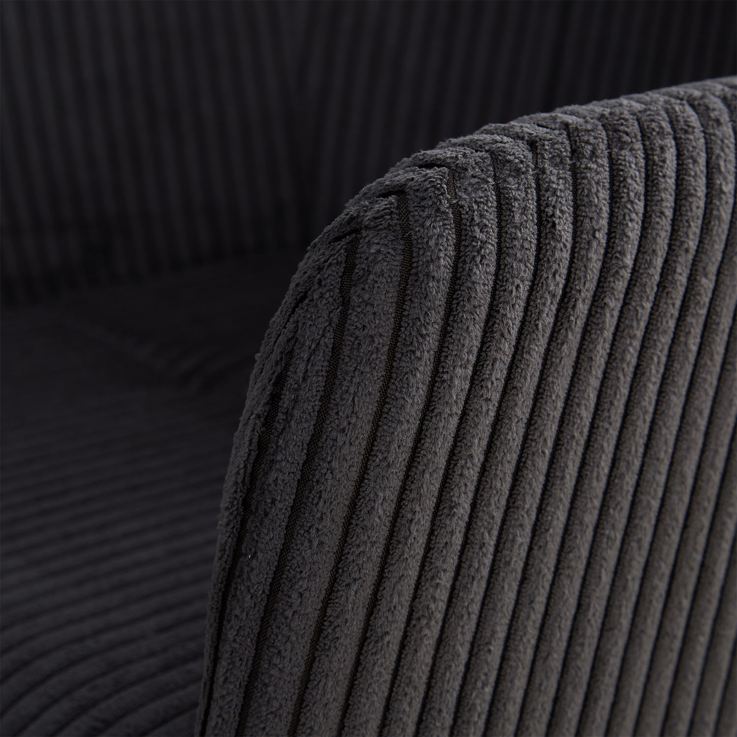 Upholstered swivel chair in corduroy gray with armrests – Modern dining chair with a retro look