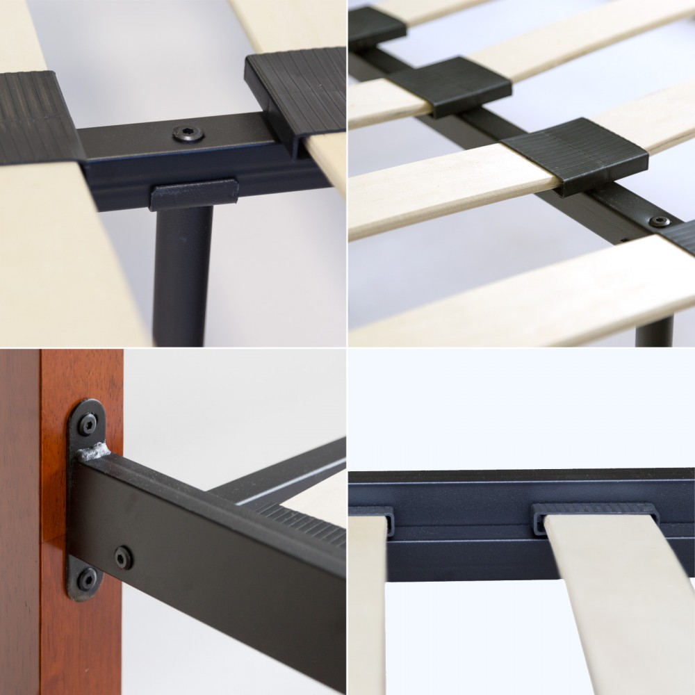 Metal Bed 180 x 200 Bed Frame Double Bed Bed Frame + Slatted Base 803 Black Metal Bed Iron Bed Double 180 x 200 Wood Slatted black brown bed frame 920