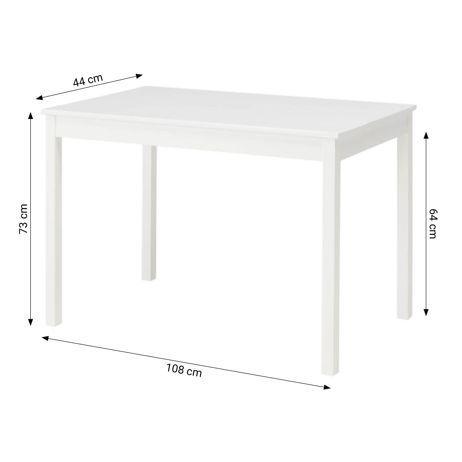 Dining set | 4-piece set chairs white | country style | wooden dining table 108 x 65 cm