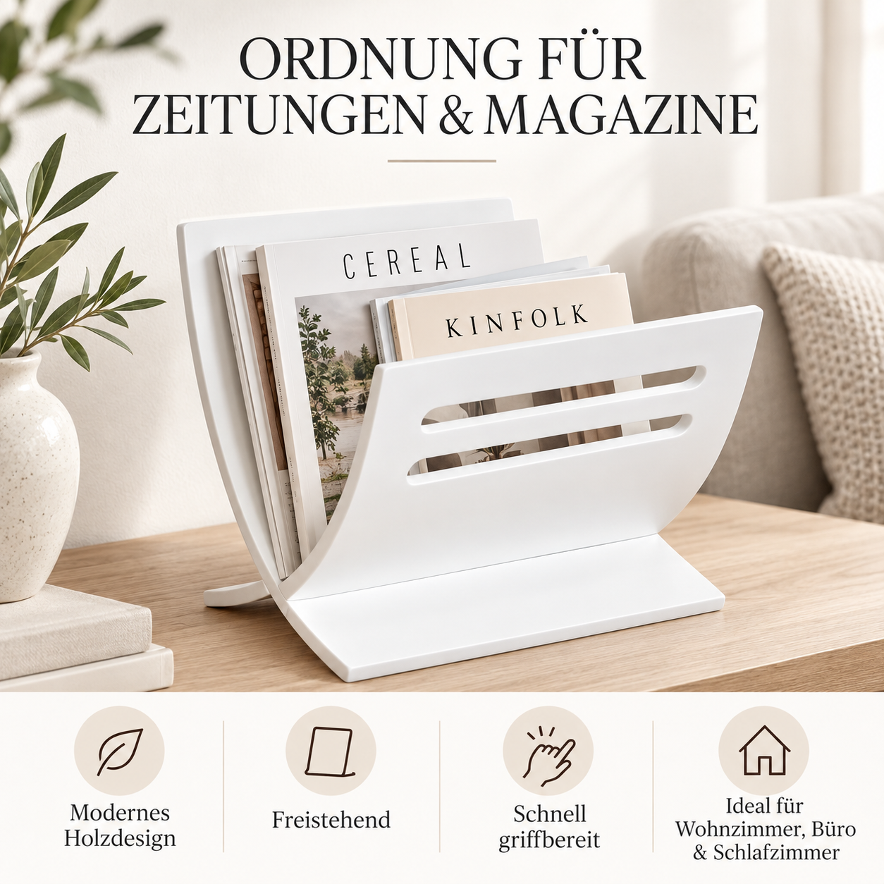 Newspaper Rack magazine holder white