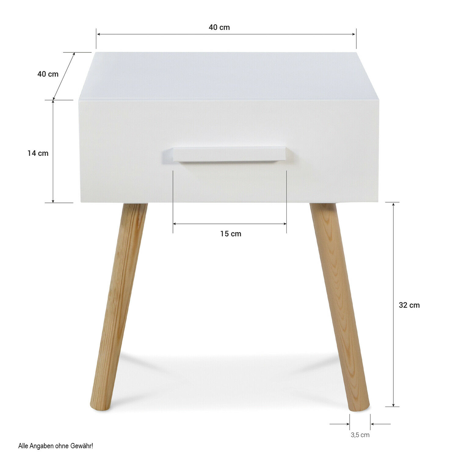 Bedside Table Nightstand White Bedroom Night Table Cupboard Pine Wood Drawer
