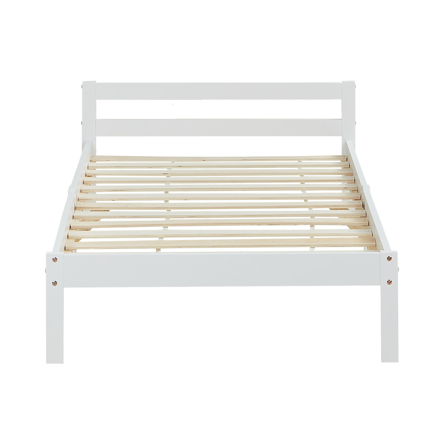 Wood Bed 90x200 cm White | Single Bed | with Slatted Frame | Kids Youth Guest Bedroom