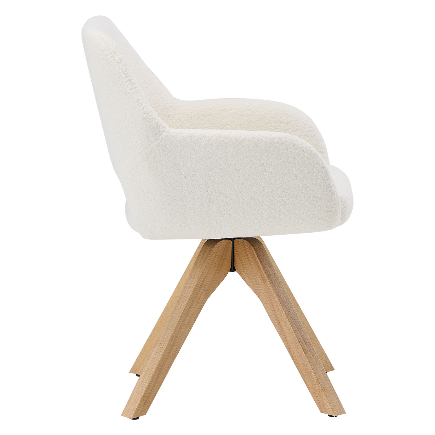 Upholstered Chair Teddy Fabric White | Set of 6 | swivel | with Armrests | Kitchen Dining Room Office