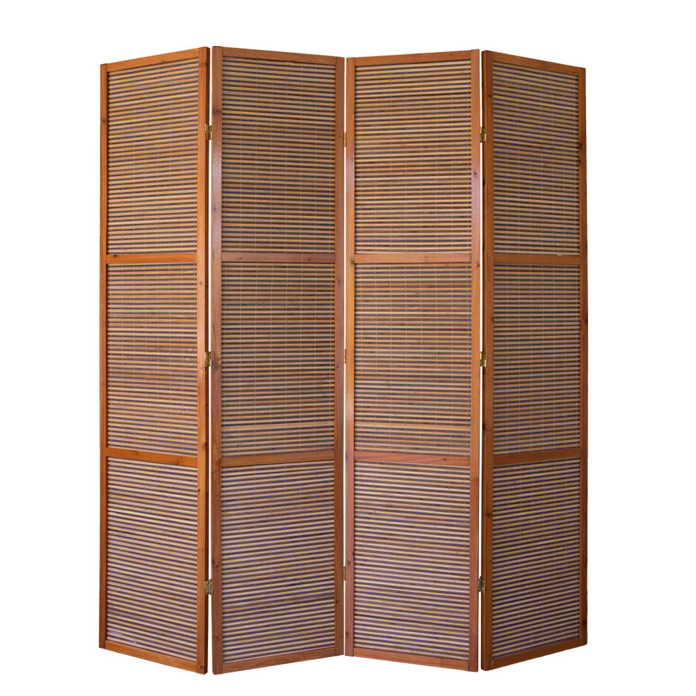 Paravent room divider 3 4 parts 2 m wood partition wall privacy screen  brown