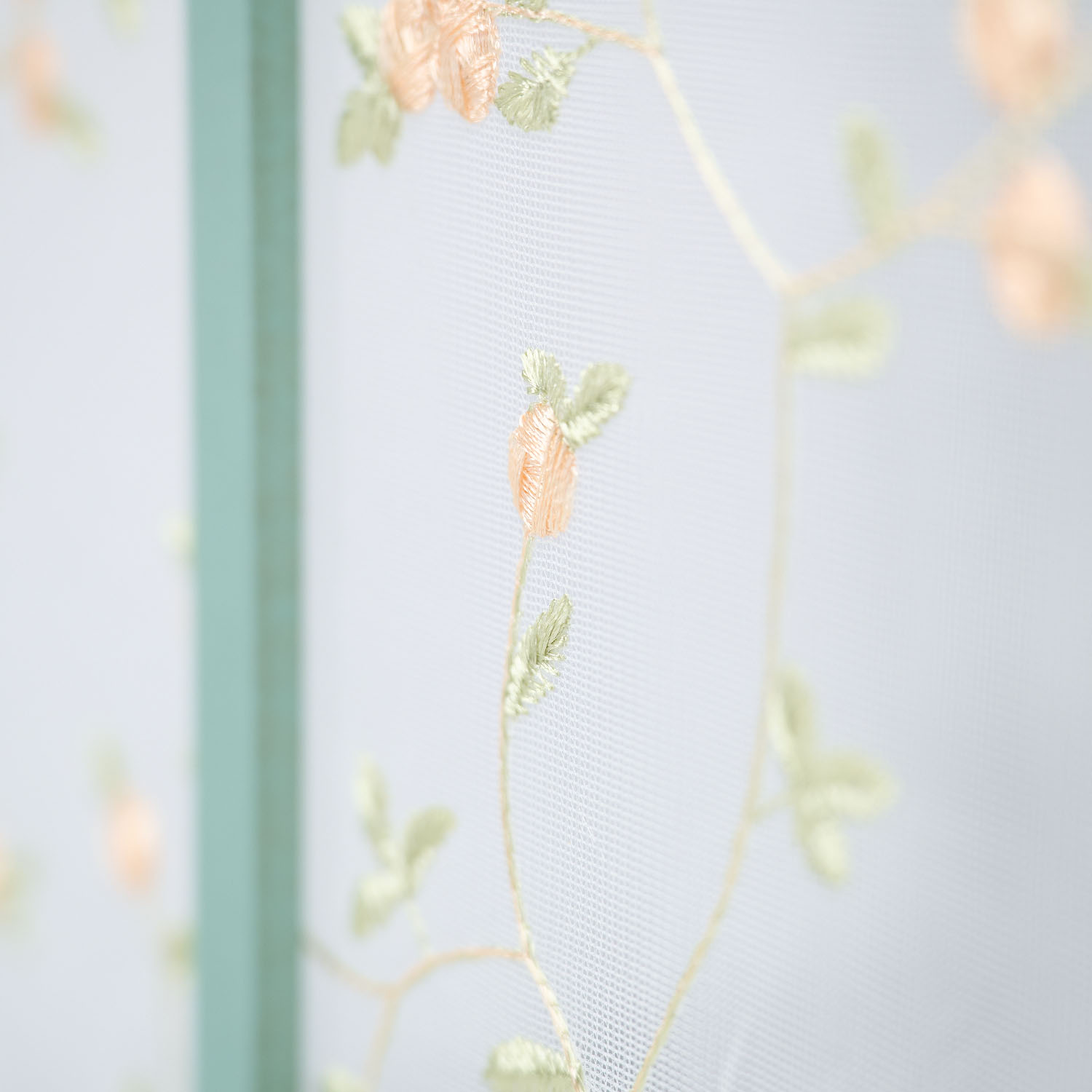 Turquoise Room Divider – 3-panel, country-style with floral pattern & fabric covering