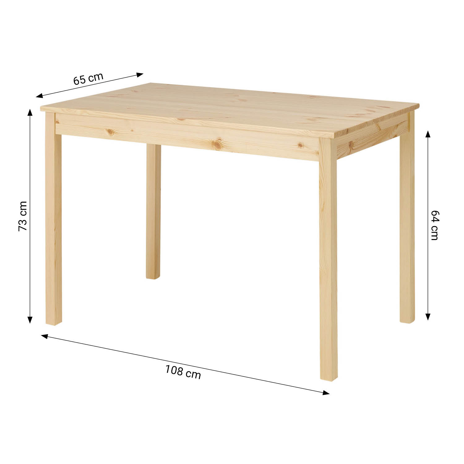 Dining set | 4-piece set chairs natural wood | country style | wooden dining table 108 x 65 cm