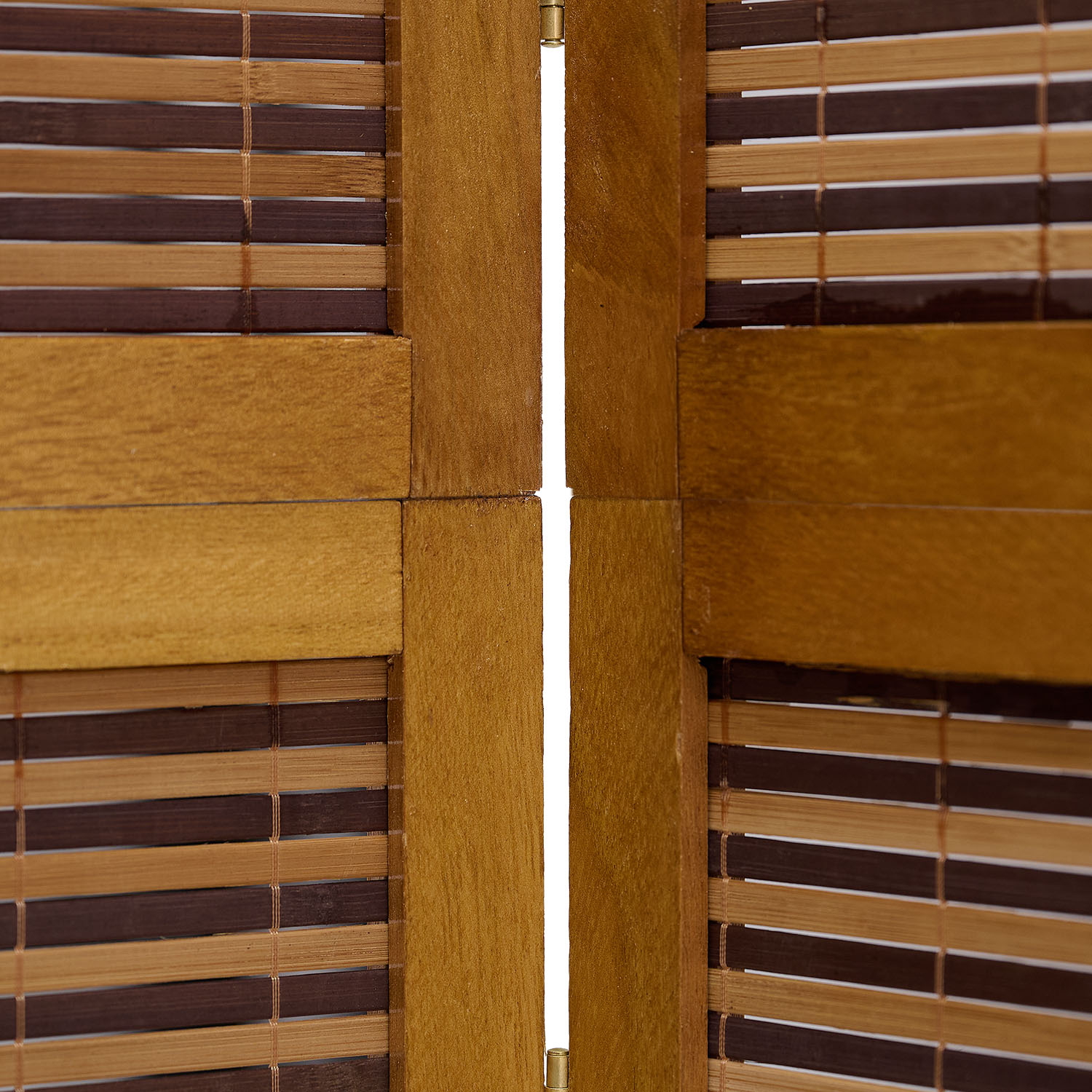 Paravent Brown Wooden Slats Height 200 cm | 4-panel | Wood | Room Divider Partition Privacy Screen