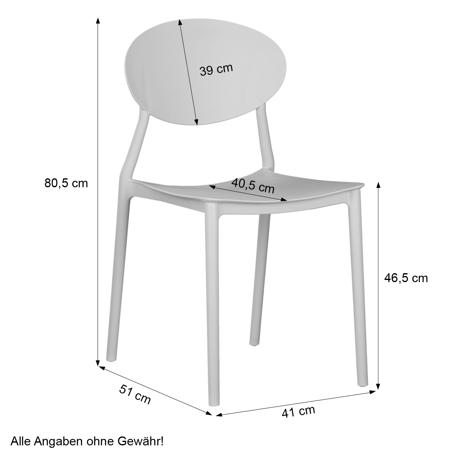 Garden chair Set of 4 Camping chairs Grey Outdoor chairs Plastic Stacking chairs Kitchen chairs