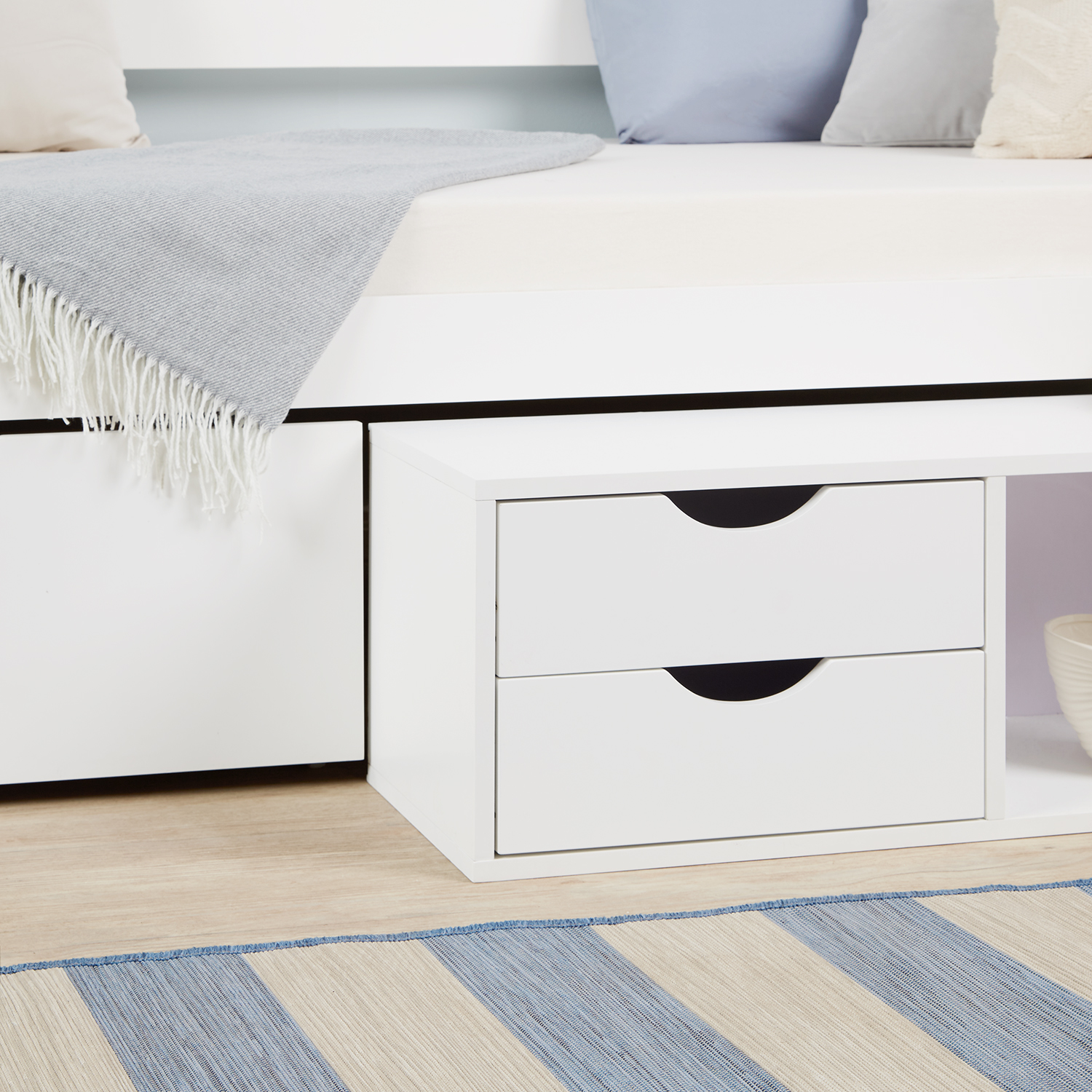 Wooden Bed 90x200 cm White | with Storage | Bunk Bed with Under-Bed Storage | with Slatted Base | Children's, Teen, or Guest Bedroom