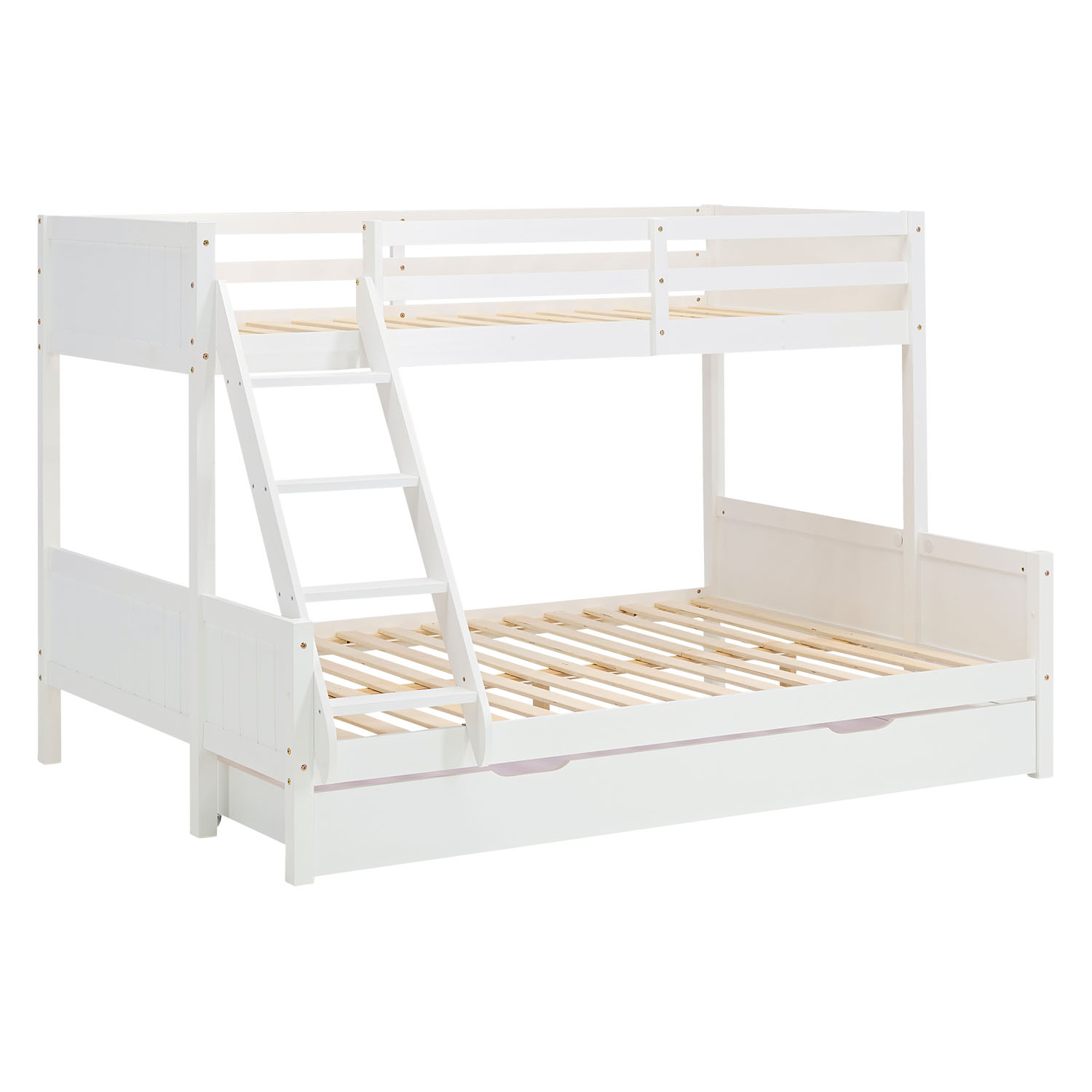 Bunk Bed with 2 Mattresses Kids Bed 90x200 and 140x200 cm White Wood Cabin Bed High Sleeper Bed Loft Bed Childrens Bed Twin Bed Drawer
