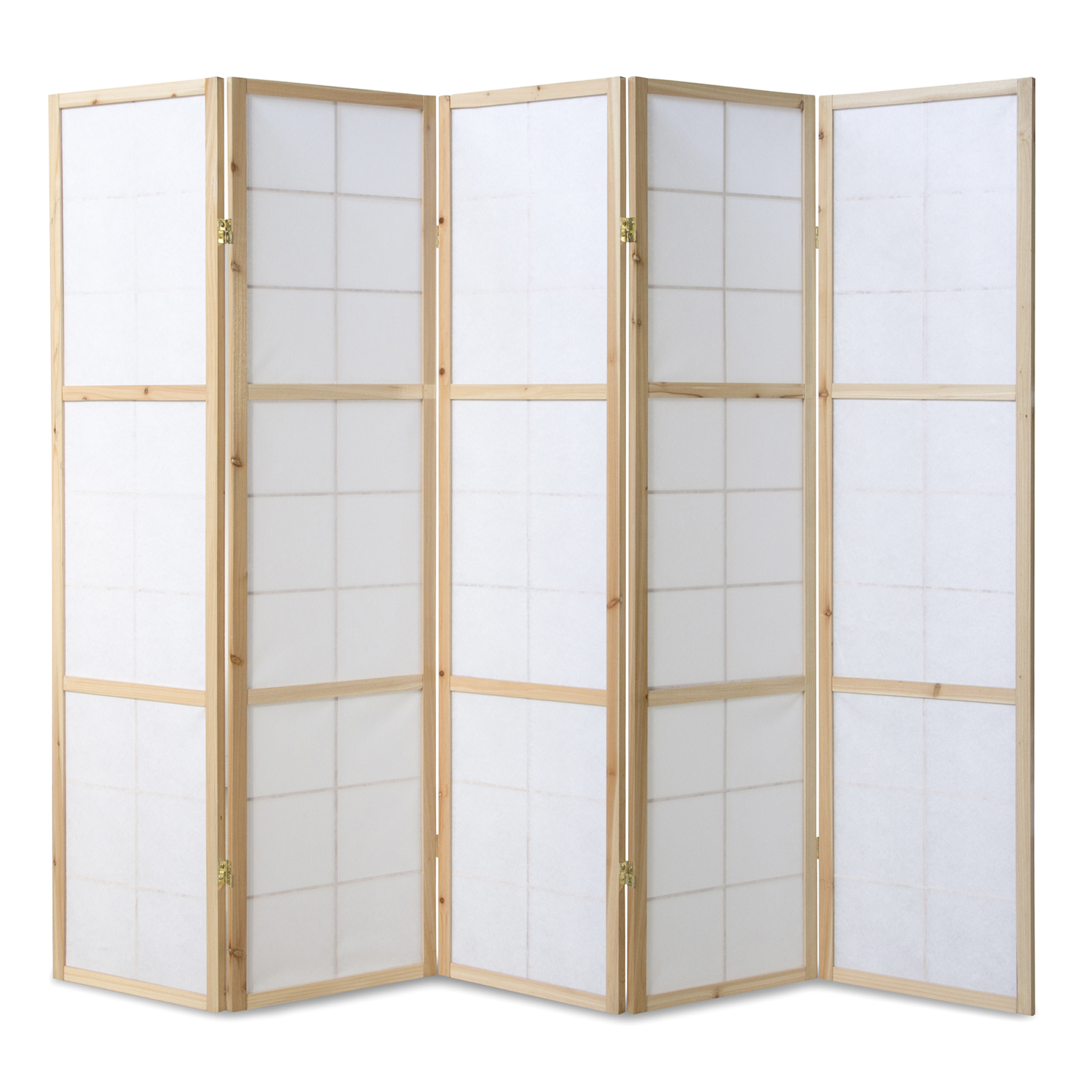 Paravent Natural Shoji Rice Paper White | 5-panel | Wood | Room Divider Partition Privacy Screen