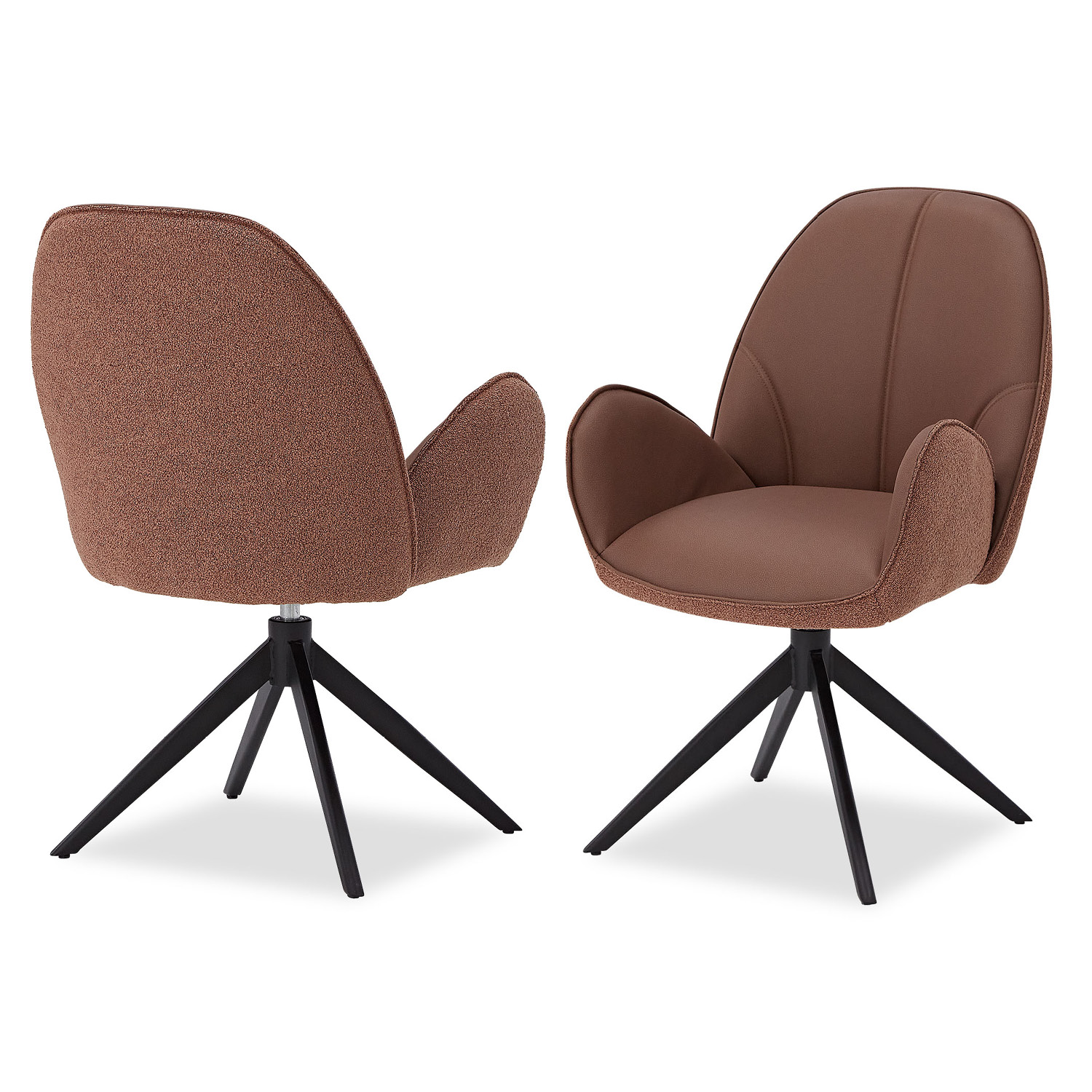 Dining Chair Set of 4 Modern Egg Chairs Bouclé Leather Brown Armchairs Dining Room Chairs Upholstered Chairs Eames Chairs