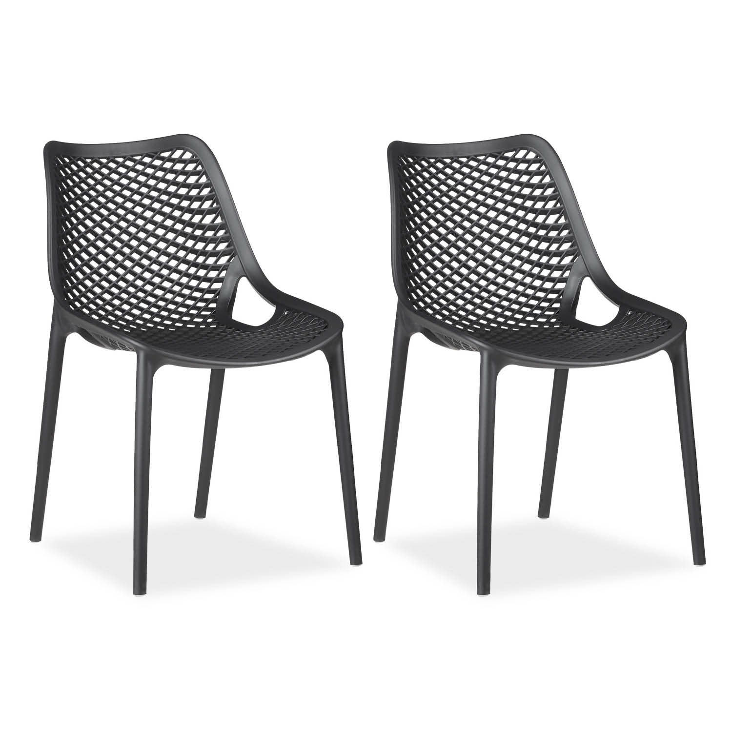 Garden chair Set of 2, 4 or 6 Camping chairs Black Grey Outdoor chairs Plastic Egg chair Lounger chairs Stacking chairs