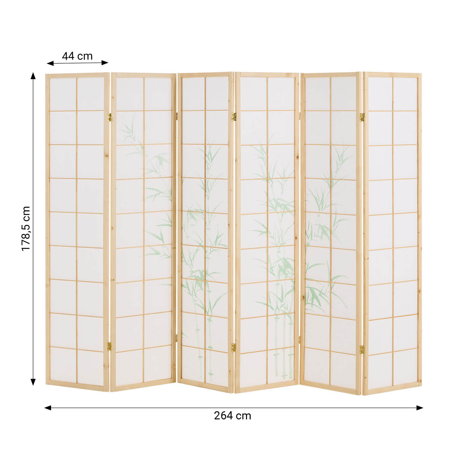 Paravent Natural Bamboo | 6-panel | Wood | Shoji Room Divider | Partition Privacy Screen