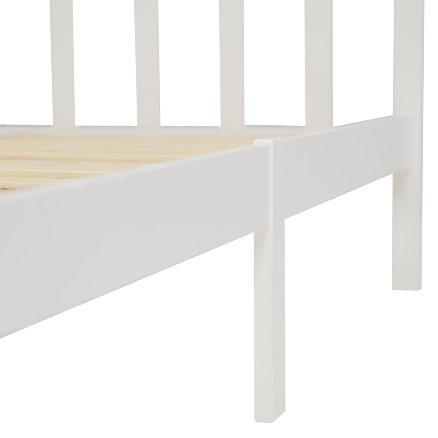 Wooden Bed 140x200 cm Natural White | Double Bed | With Slatted Base | Scandinavian Style | Children's, Teen, or Guest Bedroom