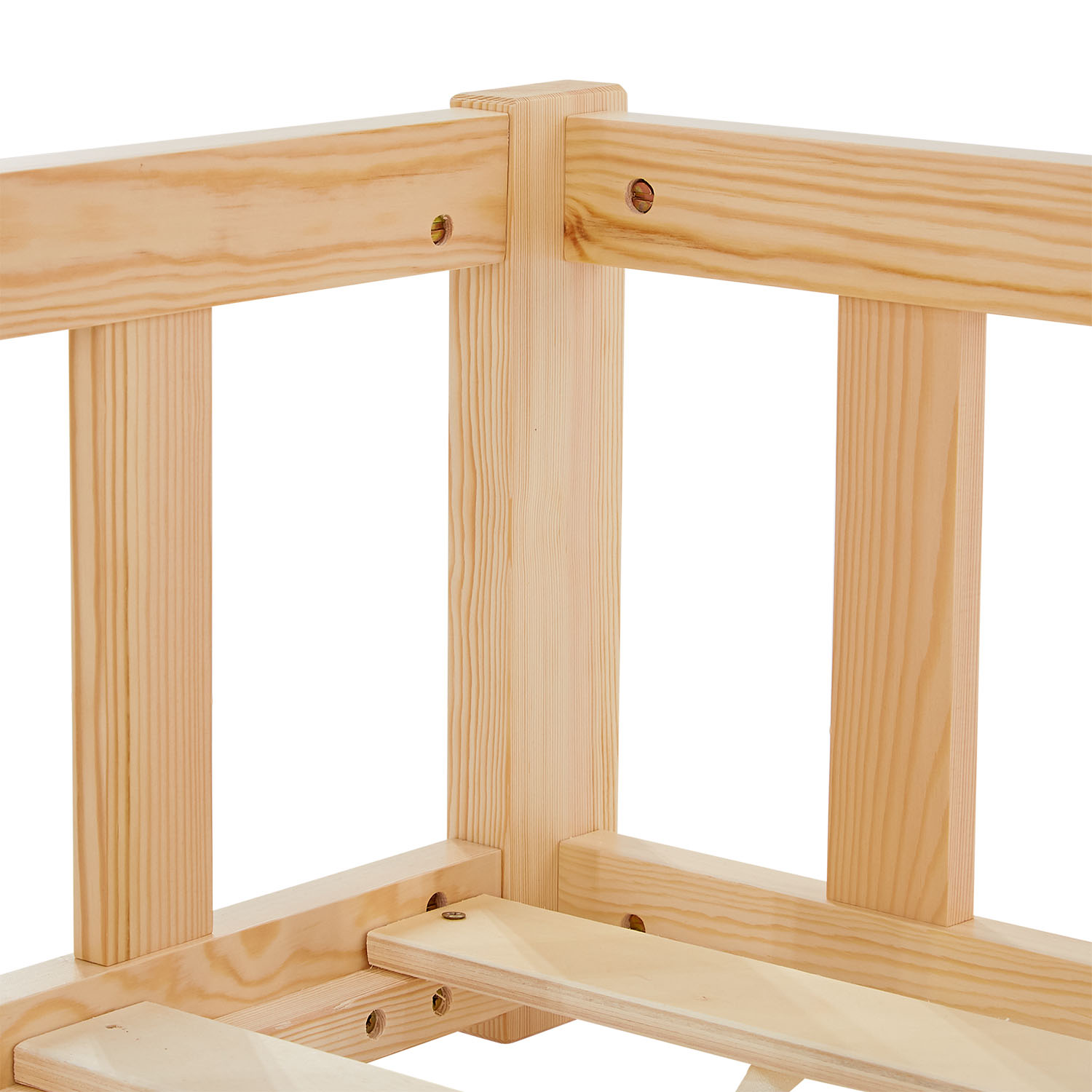 Children's Bed 90x200 Natural | Floor Bed with Mattress & Slatted Frame | with Fall Protection | Montessori