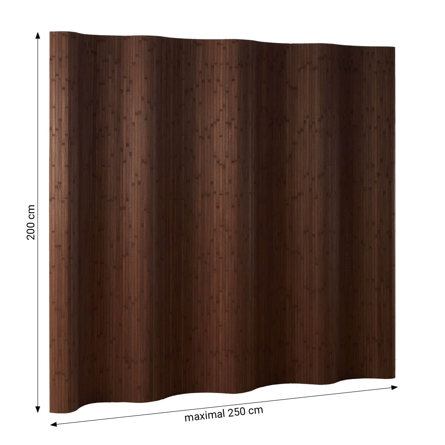 Paravent Séparation de pièce Cloison en bambou 200 x 250 cm Protection visuelle mur espagnol brun foncé