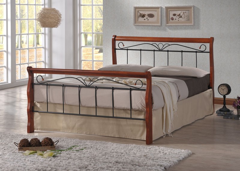 Metal bed 140 160 180 x 200 Bed frame with slatted frame Double Bed Wood Black Brown