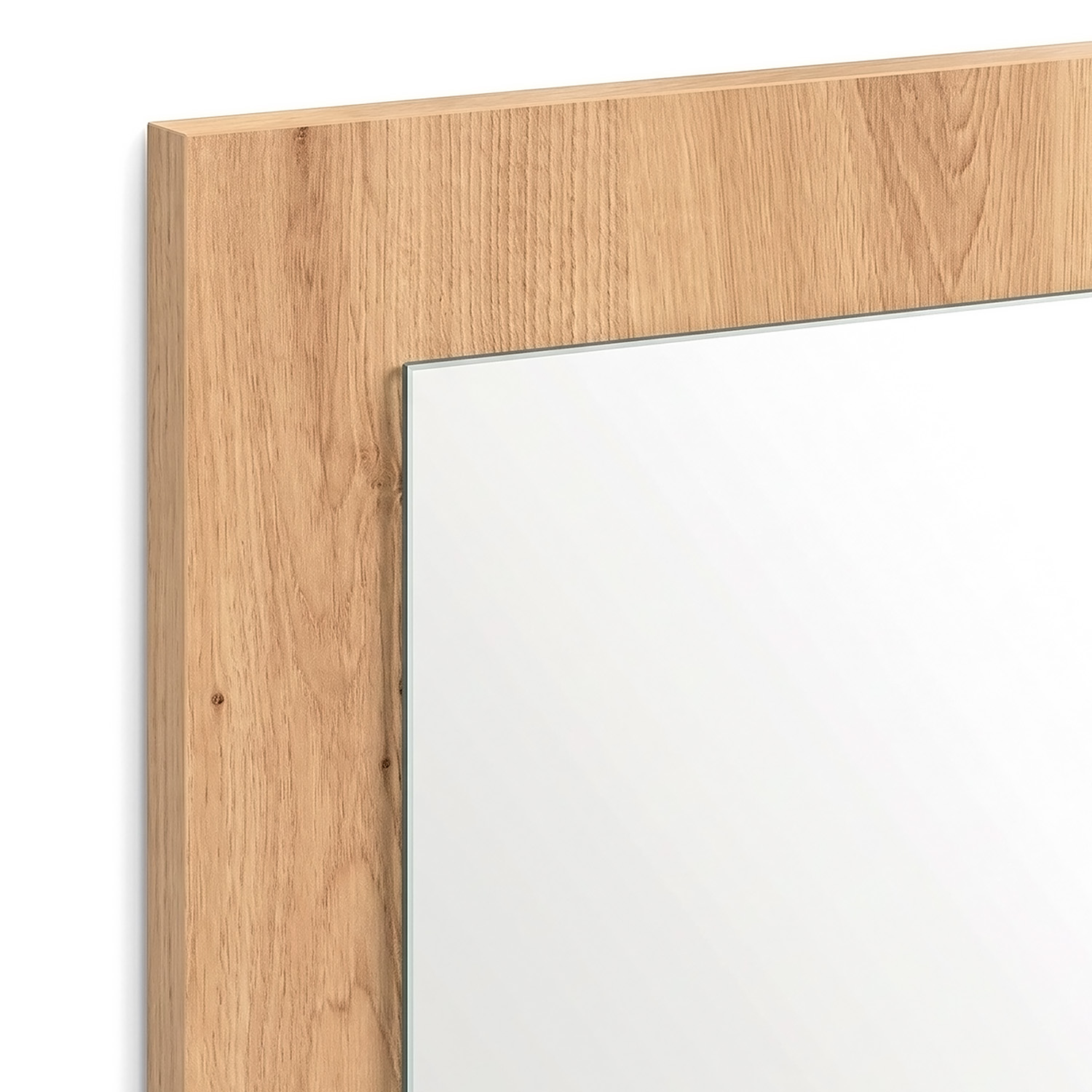 Large Rectangular Wall Mirror 80x70 cm Oak Effect Wooden Frame Artisan Oak Hallway Bedroom Living Room Mirror