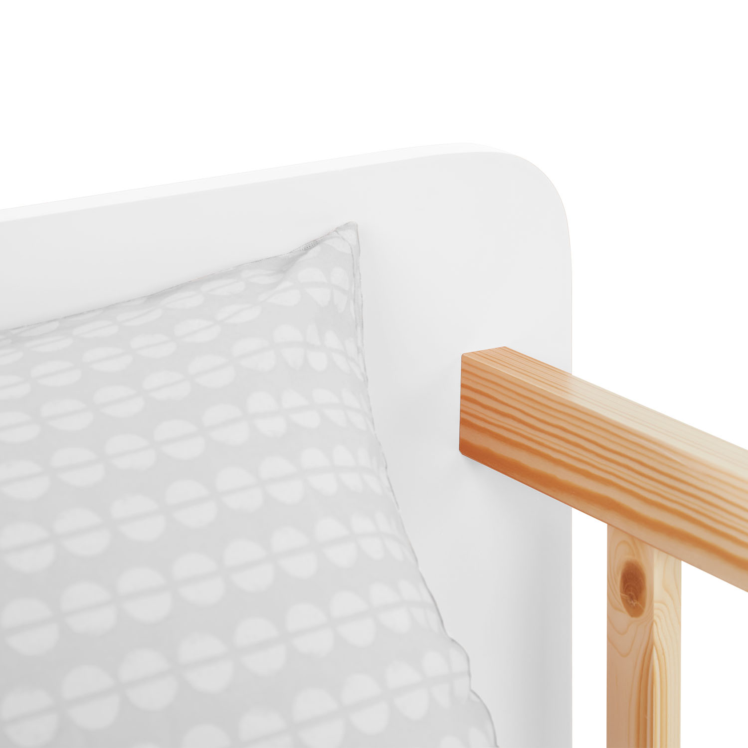 Children's Bed 90x200 cm White Natural | Retro Bed with Fall Protection | Single Bed | with Slatted Frame | Wood