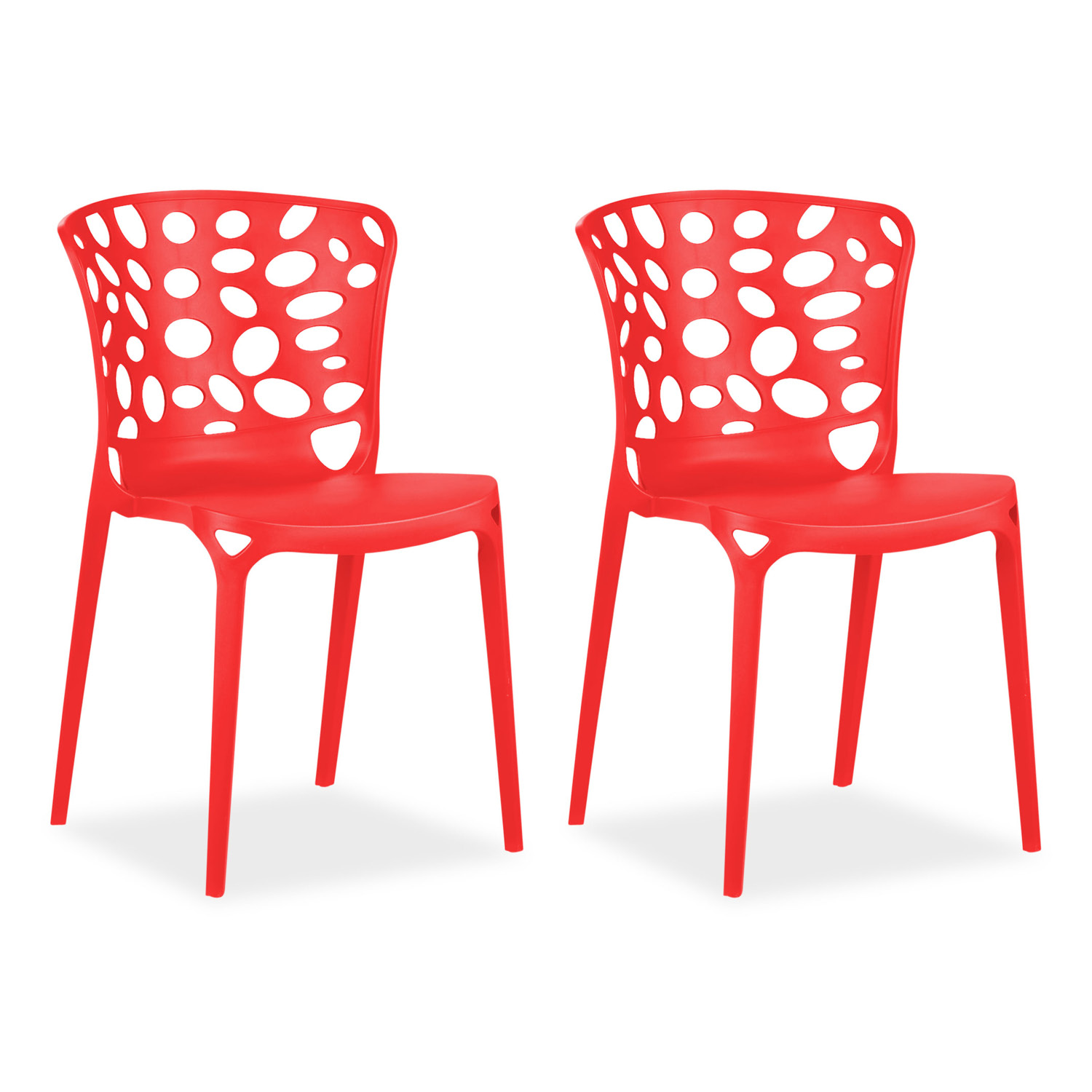 Garden chair Set of 2 Modern Red Camping chairs Outdoor chairs Plastic Stacking chairs Kitchen chairs