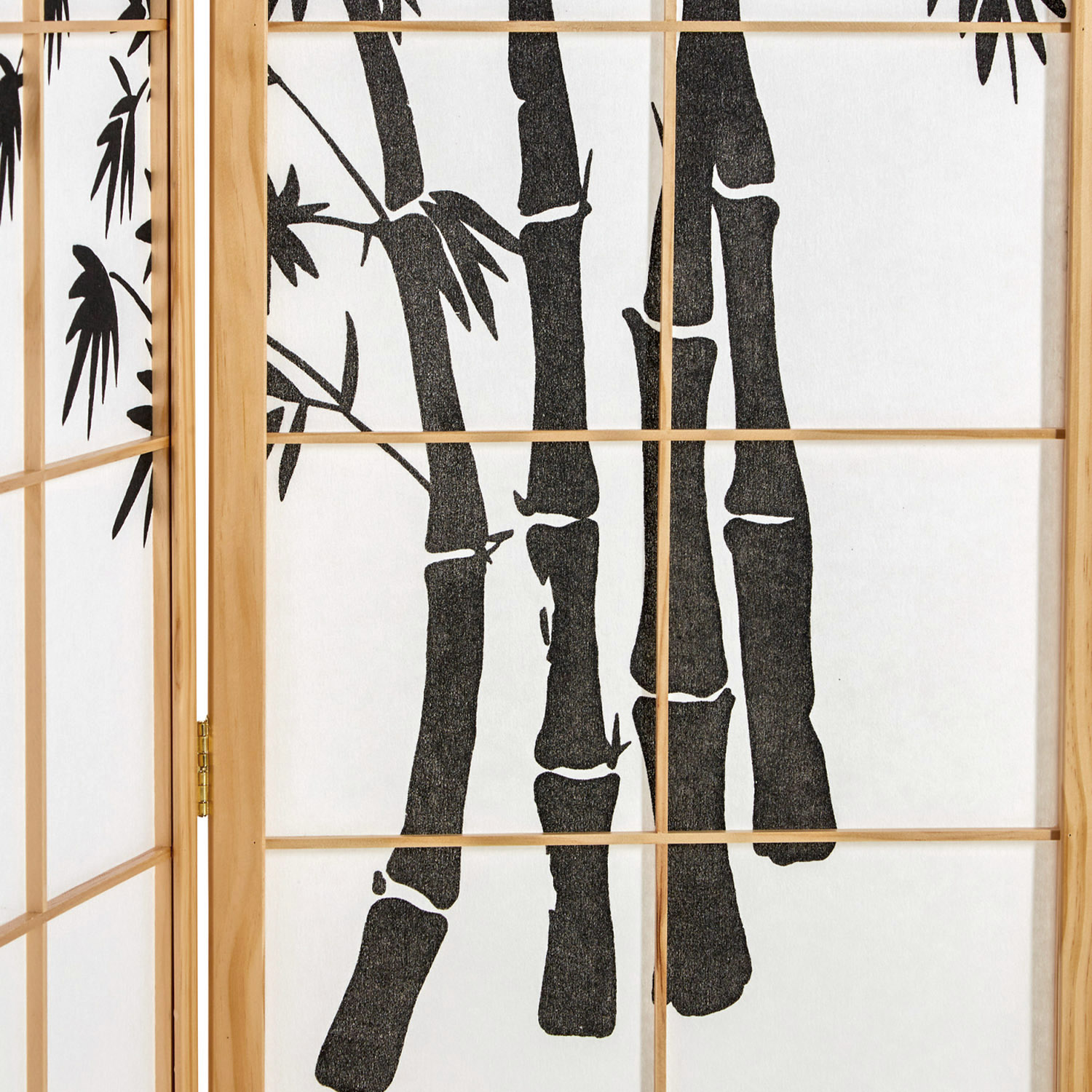 Paravent room divider 3 4 5 or 6 parts, natural wood, white rice paper, bamboo pattern, height 179 cm