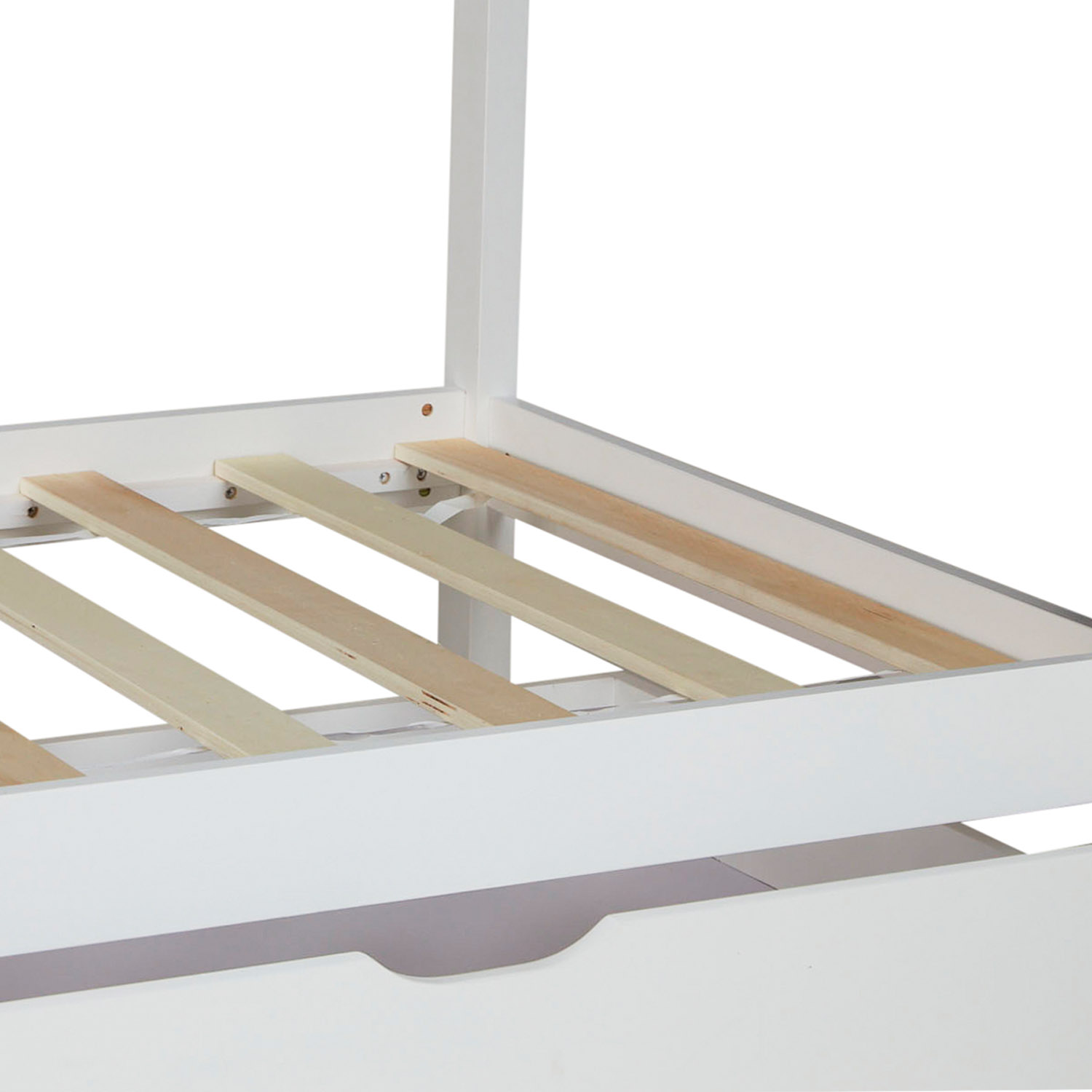 Children's Bed 90x200 cm White | House Bed with Drawers | Single Bed | with Slatted Frame | Wood