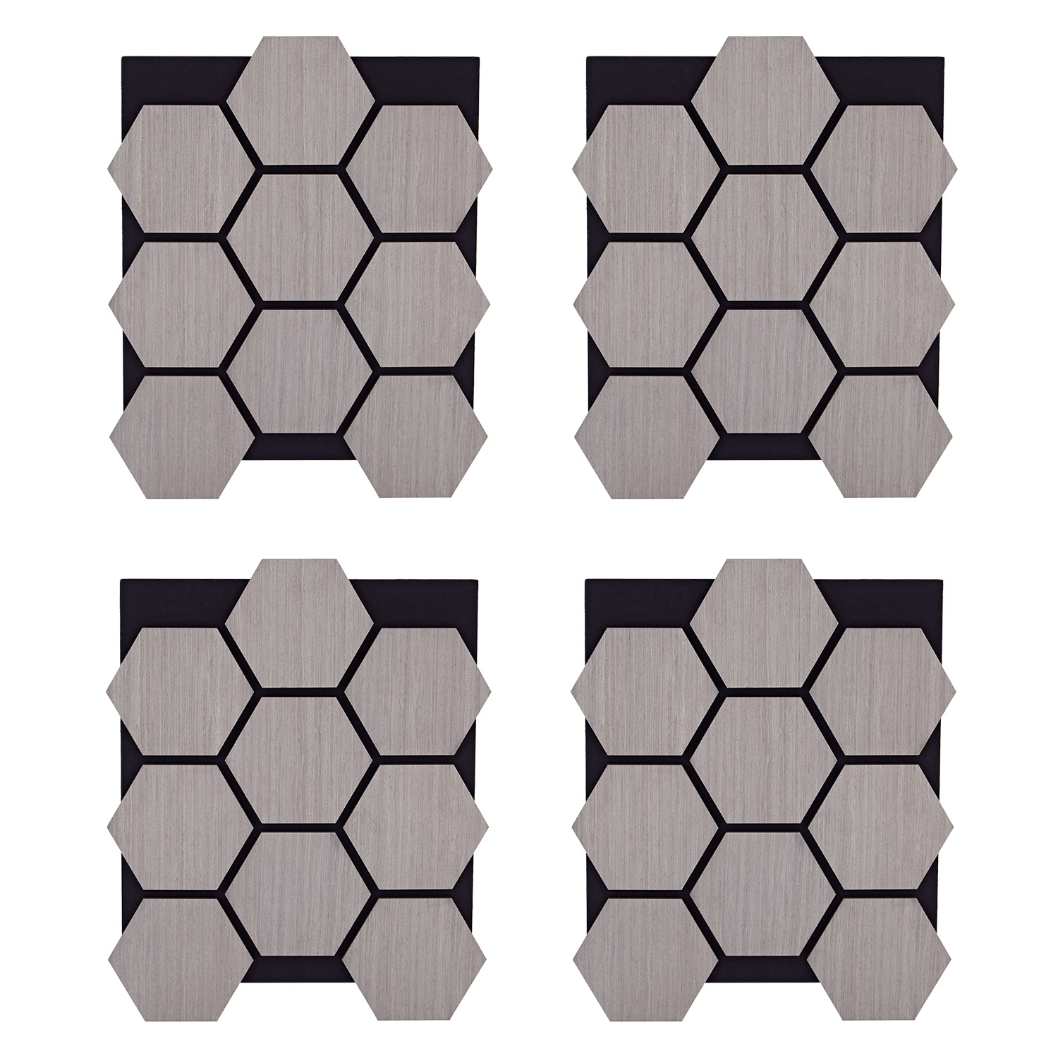 Acoustic Panels Wall Panels Hexagon Honeycomb 76 x 62 cm Gray | Wood | 4-piece Set | 3D