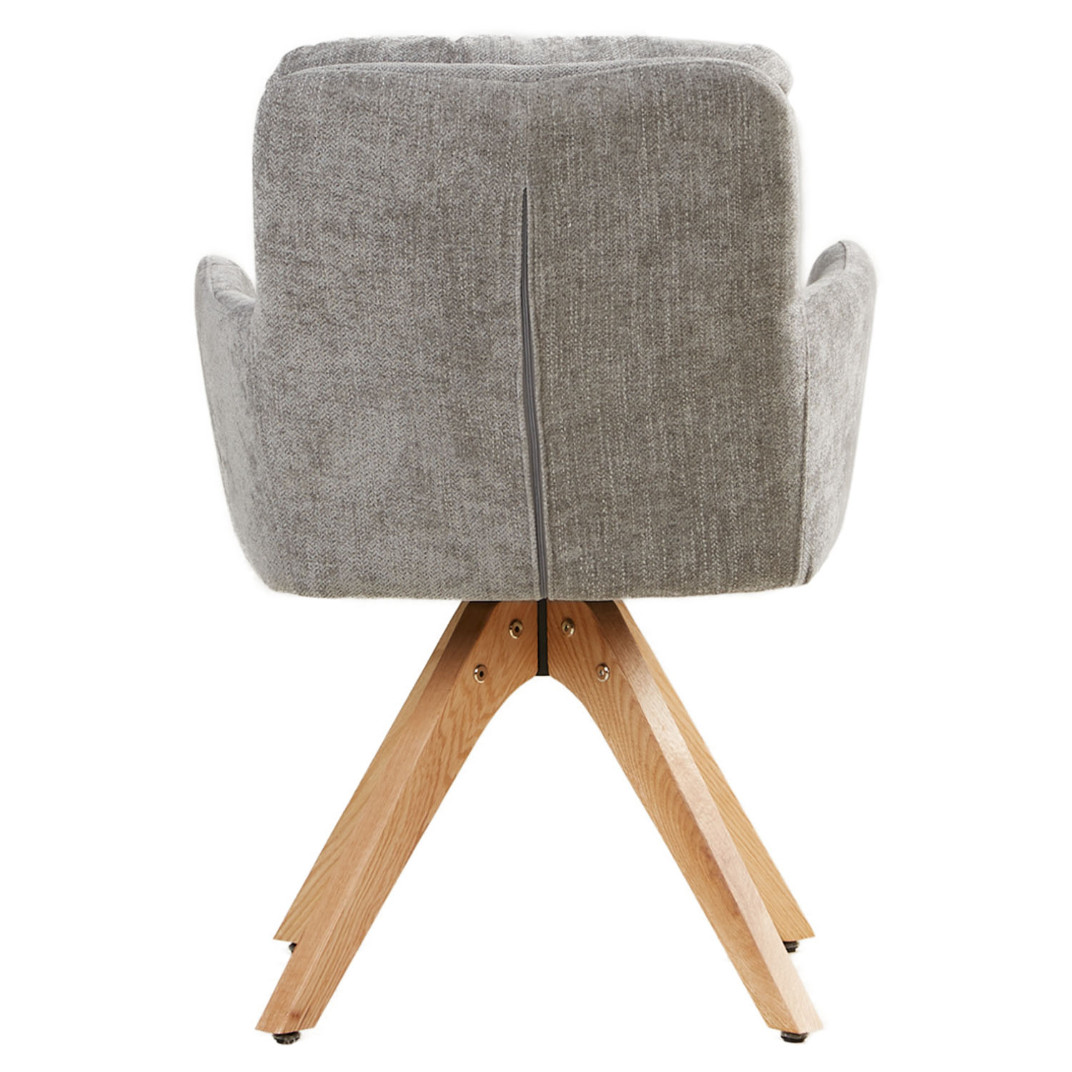 Upholstered Chair Linen Grey with Seat Cushion | Set of 4 | swivel | with Armrests | Kitchen Dining Room Office