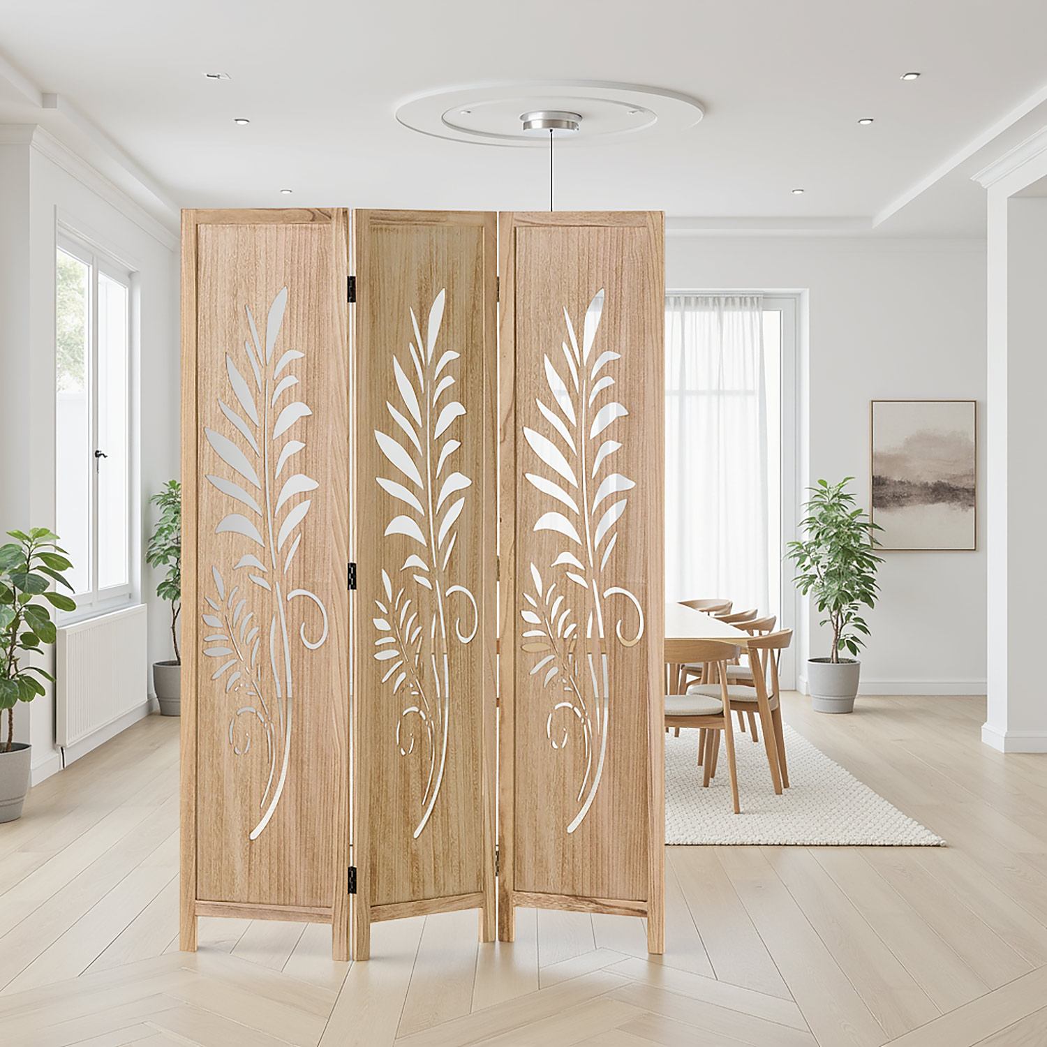 Paravent Natural Design | 3-panel | Wood | Decorative Room Divider | Partition Privacy Screen